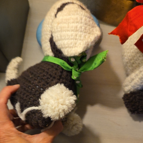 Handcrafted Vintage Brown and White Dog Plush Toy Set - Picture 4 of 13